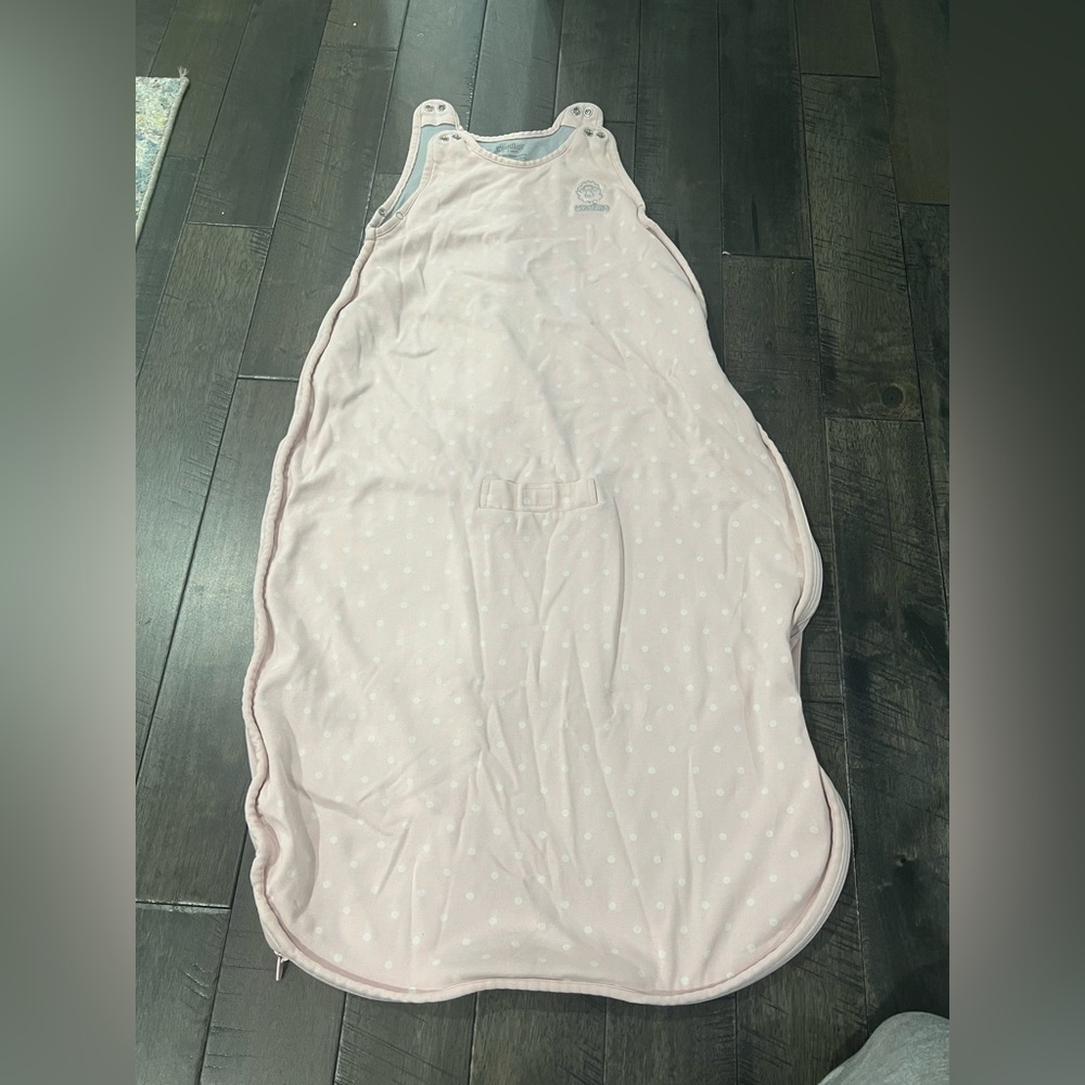 Pink polka dots 2-4 toddler woolino sleep bag
